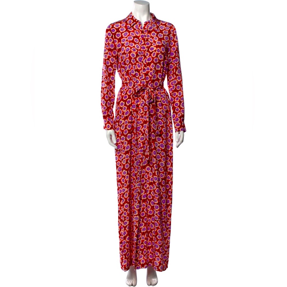 DVF Amina Silk Button Front Maxi Dress